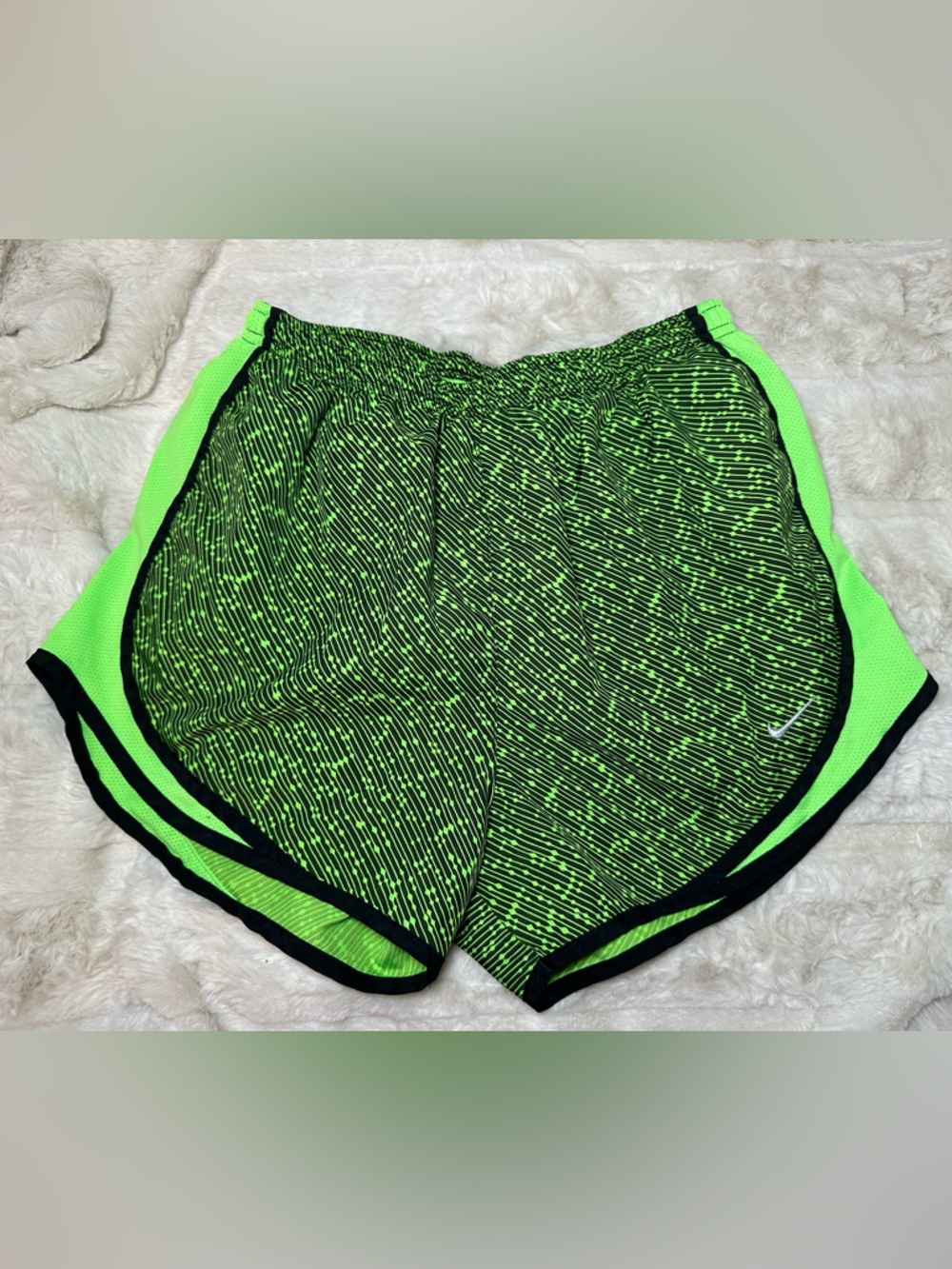 Nike Neon Green and Black Athletic Running Shorts